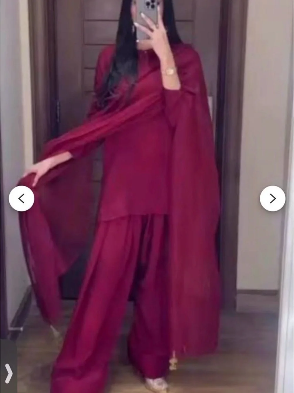 Women's Maroon Wide-Leg Pants & Tunic Set - Maroon